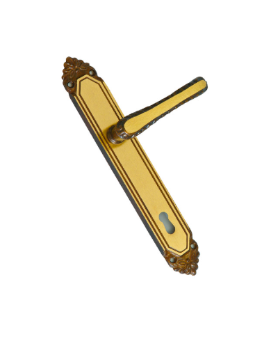 MANIGLIA ROSSELLA C/PLACCA Q.8 OTTONE FUMÈ C/MOLLA