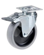 RUOTA GOMMA PIASTRA C/FRENO MM.50 PORTATA KG.35