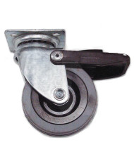 RUOTA GOMMA PIASTRA C/FRENO MM.63 PORTATA KG.40