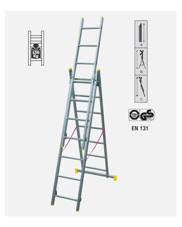 SCALA ALLUMINIO 3 RAMPE 3X7 GRADINI DA MT.2-5.16