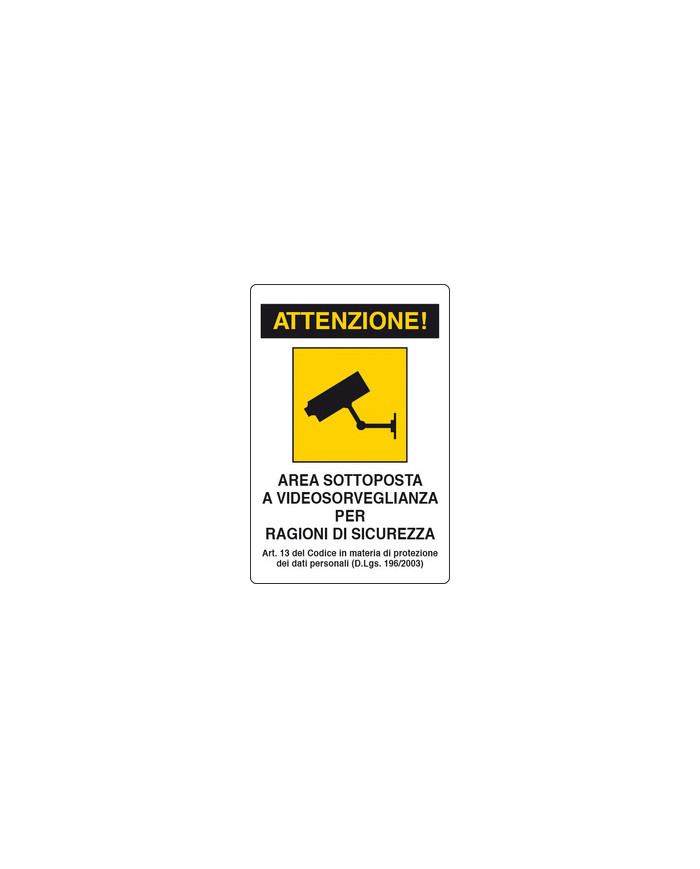 CARTELLO VIDEOSORVEGLIANZA ALLUMINIO  30X20