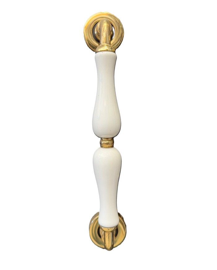 GINESTRA MANIGLIONE PORCELLANA CHAMPAGNE ANTICATO