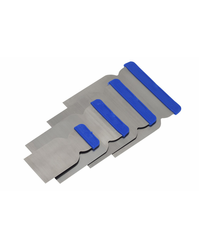 SET 4 PZ SPATOLE ACCIAIO C/IMPUGNATURA BLU
