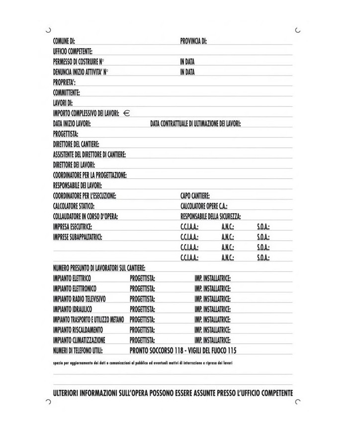 CARTELLO EDILE CONCESSIONE EDILIZIA 68X48