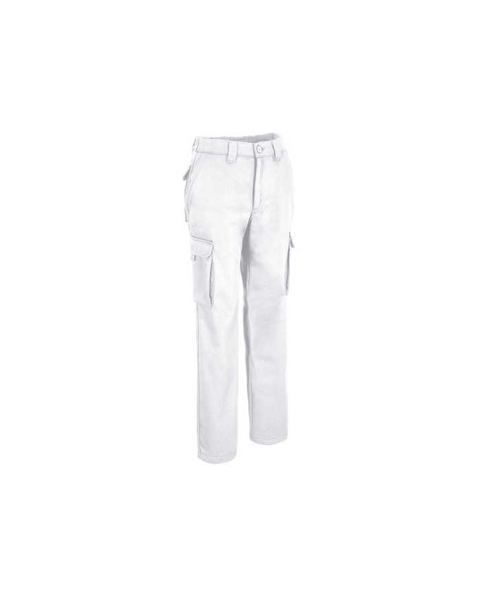 PANTALONE BIANCO SERIO+ M 100% COTONE MULTITASCHE