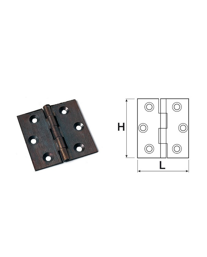 CERNIERE FRESATE PIANE OTTONE BRONZATO 40X35