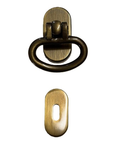MANIGLIA AD ANELLO TONDO OTTONE GRAFFIATO OVALE