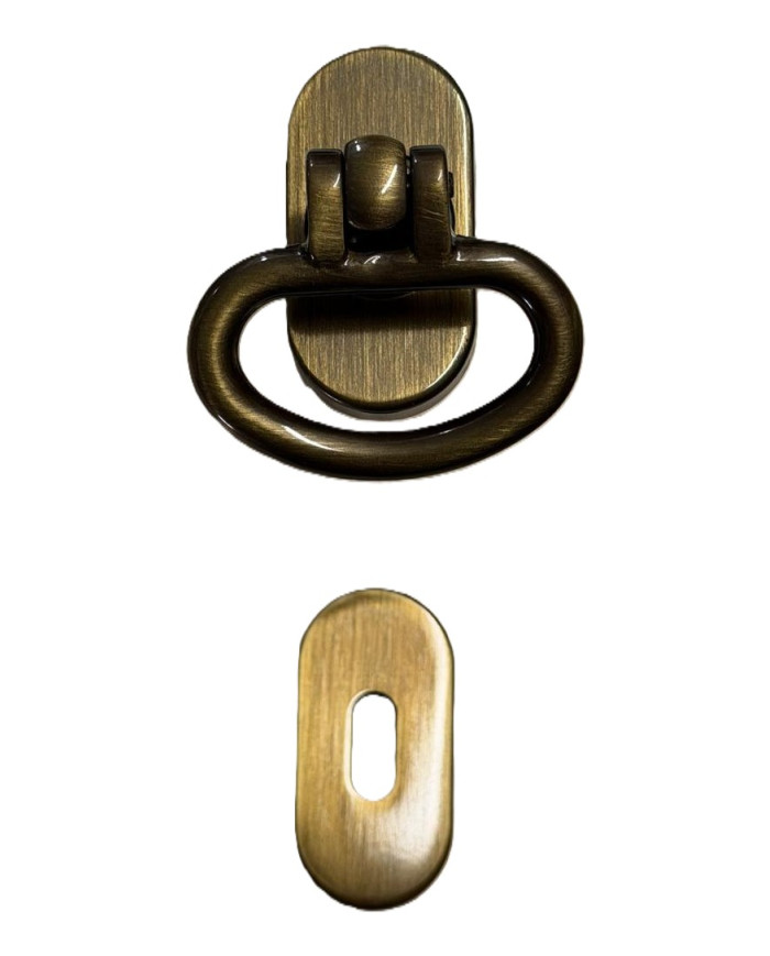 MANIGLIA AD ANELLO TONDO OTTONE GRAFFIATO OVALE