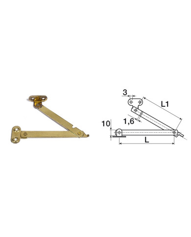 SNODO OTTONATO CON FERMO SX DA 30 CM.