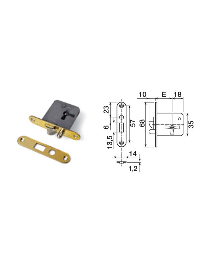 SERRATURA CASSETTO A NASELLO MM.25