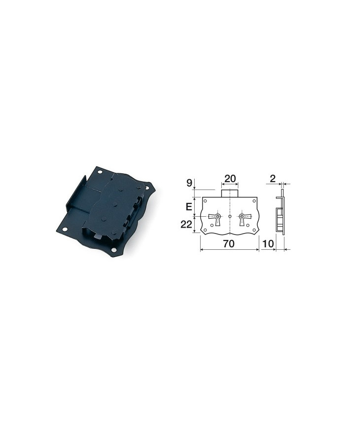 SERRATURA CASSETTO EST.NERO MM.45
