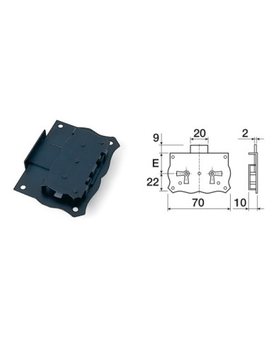 SERRATURA CASSETTO ESTERNO NERO MM.35