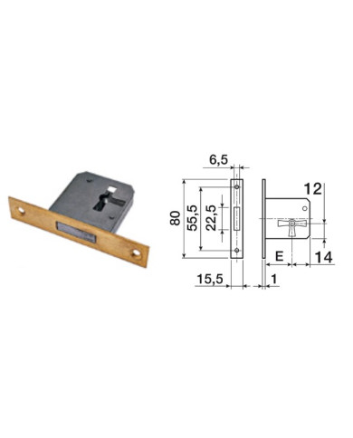SERRATURA CASSETTO  INCASSO MM.35 DX
