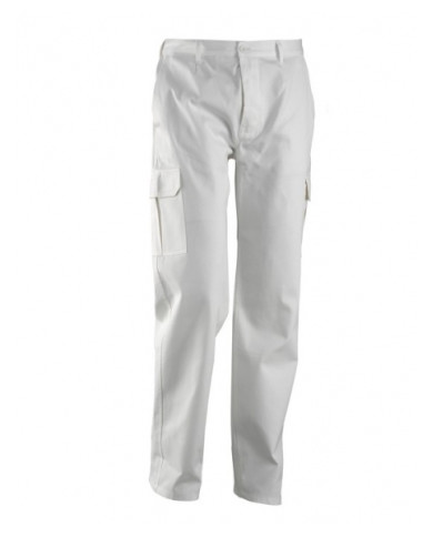 PANTALONE BIANCO SERIO+ L 100% COTONE MULTITASCHE