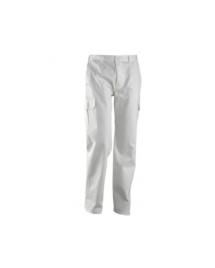 PANTALONE BIANCO SERIO+ L 100% COTONE MULTITASCHE