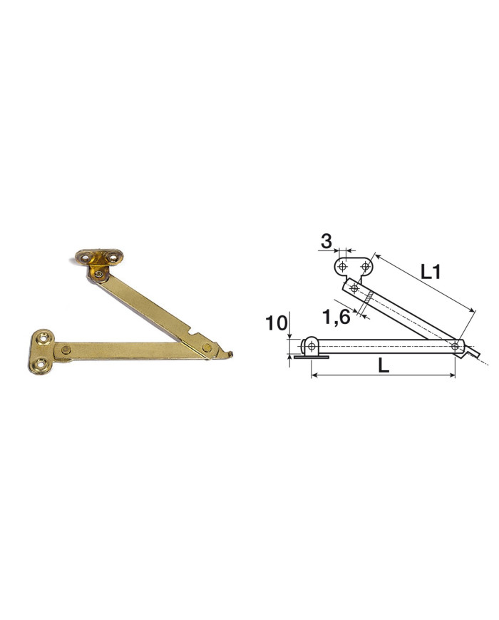 SNODO OTTONATO CON FERMO DX DA 30 CM.