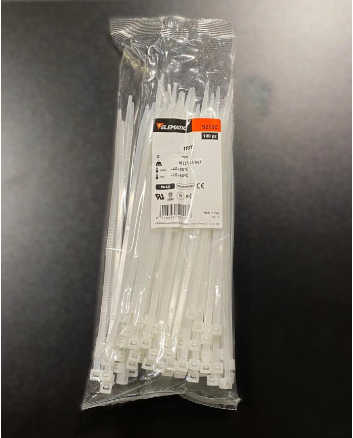 FASCETTE CABLAGGIO NYLON BIANCO 100X2.5 MM