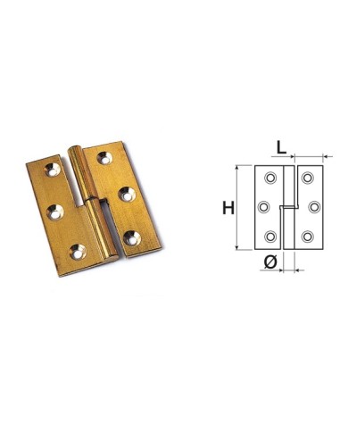 CERNIERE OTTONE LUCIDO SFILABILI 50X40 DX