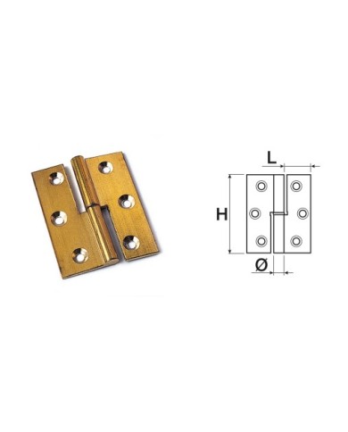 CERNIERE OTTONE LUCIDO SFILABILE 50X40 SX