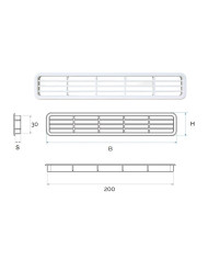 GRIGLIA BIANCA ABS INCASSO CM.200X30 MM