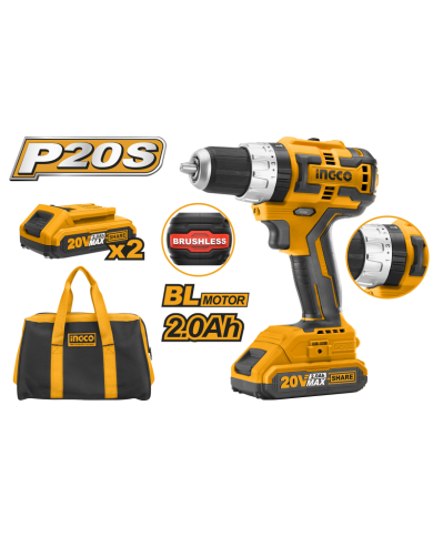 TRAPANO AVVITATORE IMPULSI BRUSHLESS 20V CON 2 BAT