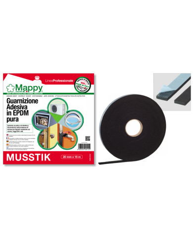 GUARNIZIONE GOMMA NERA 20X5 15MT  MUSSTIK/RETE