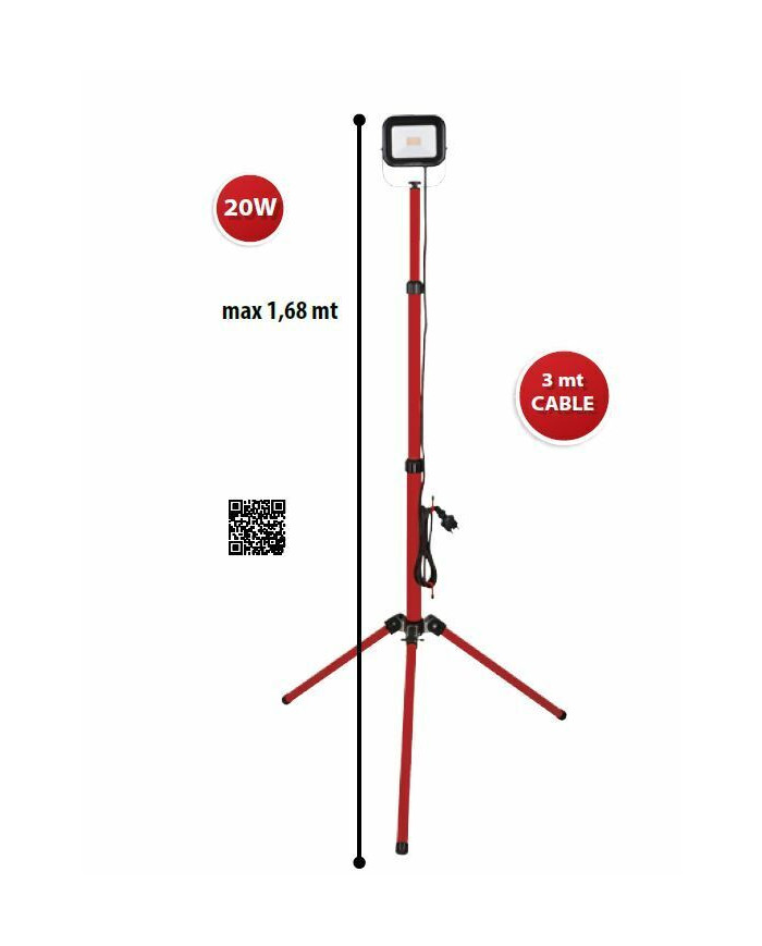 LAMPADA FARO A LED 20 W C/TREPPIEDI