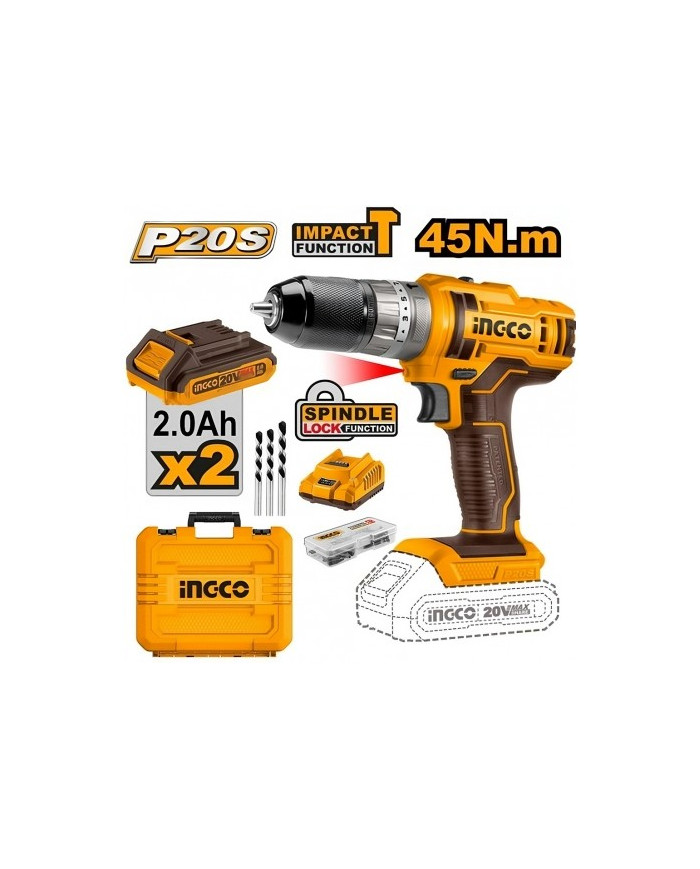 TRAPANO AVVITATORE 20V C/2BATTERIE 47 ACCESSORI