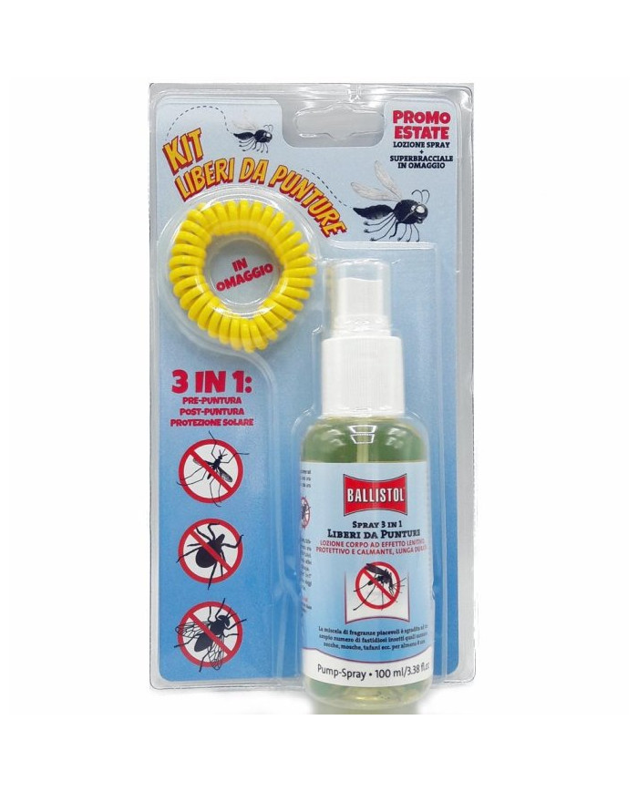 BALLISTOL BRACCIALE VIA ZANZARE+ SPRAY 100ML