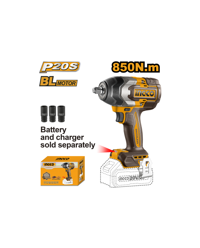 AVVITATORE AD IMPULSI A BATTERIA  20V NUDO 850NM