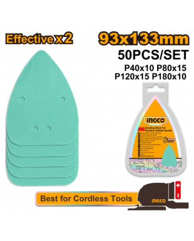 SET 50PZ CARTA ABRASIVA P40-P180 93X133MM