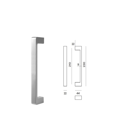 MANIGLIONE BIBLO L.230MM INTER 210MM CROMO SATIN