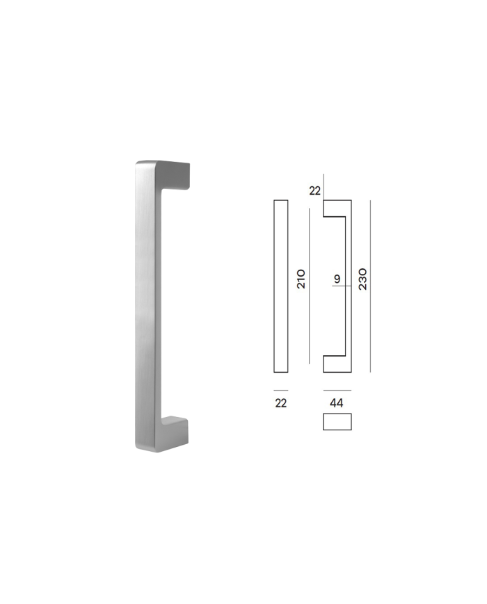 MANIGLIONE BIBLO L.230MM INTER 210MM CROMO SATIN