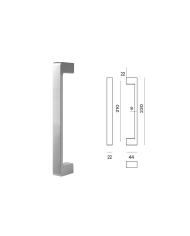 MANIGLIONE BIBLO L.230MM INTER 210MM CROMO SATIN