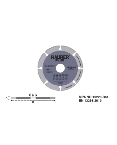 DISCO TAGLIO UNIVERSALE METALLO  115X1.2X22.33 MM