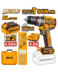 TRAPANO A PERCUSSIONE BRUSHLESS 96N 2BATTERIE 4A