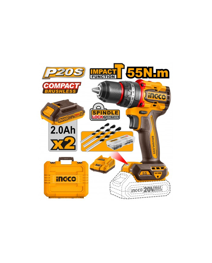 TRAPANO A PERCUSS BRUSHLESS 55N C/BAT E VALIGETTA
