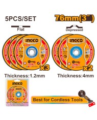 SET 5PZ DISCHI ABRASIVI E TAGLIO PER METALLI 76MM