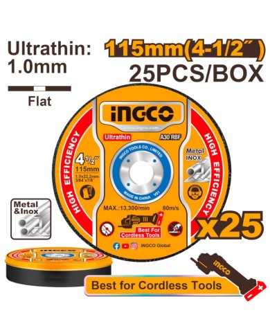SET 25PZ DISCHI TAGLIO METALLI E INOX D. 115