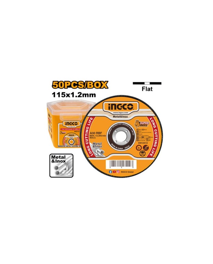 SET 50PZ DISCHI TAGLIO PER METALLO E INOX 115X1,2
