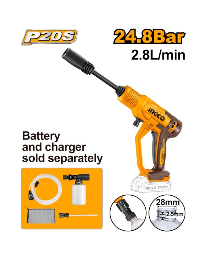 IDROPULITRICE A BATTERIA 24,8BAR 20V NUDO