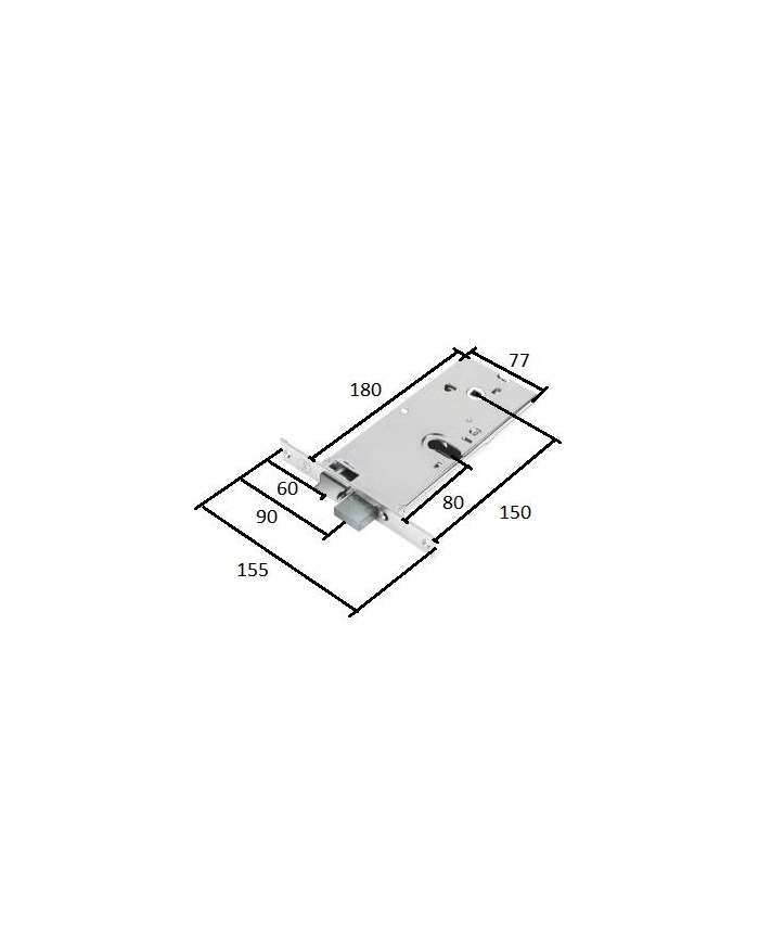 SERRATURA FASCIA H77 ENT 80 ART 86002 FRONT 16MM