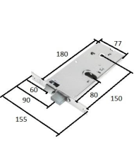 SERRATURA FASCIA H77 ENT 80 ART 86002 FRONT 16MM