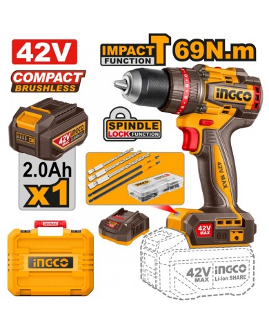 TRAPANO A PERCUSSIONE BRUSHLESS 42V C/BATTER