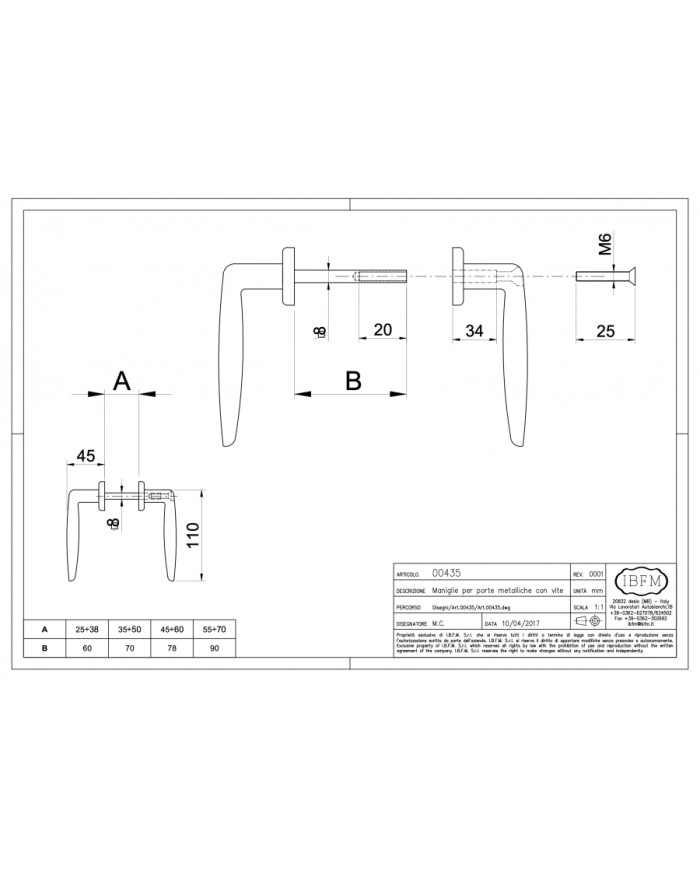 MANIGLIA CANCELLO Q.8 NERA 45/60 MM. C/VITE