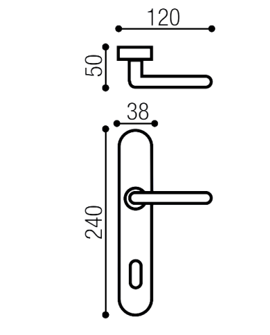 MANIGLIA ROSSELLA C/PLACCA Q.8 OTTONE FUMÈ C/MOLLA
