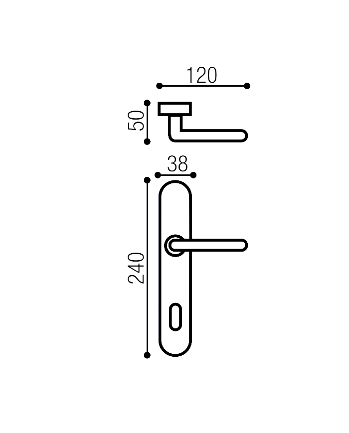 MANIGLIA ROSSELLA C/PLACCA Q.8 OTTONE FUMÈ C/MOLLA