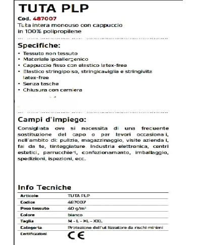 TUTE POLIPROPILENE XXL MONOUSO