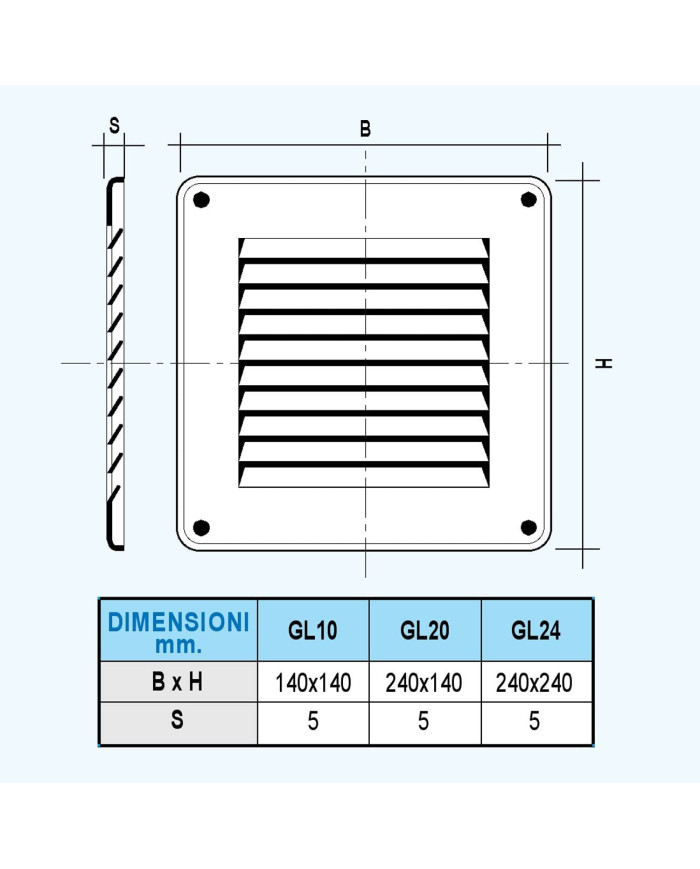 GRIGLIA ALLUMINIO C/RETE 14X14