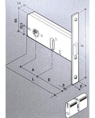 SERRATURA X ALLUMINIO IN FASCIA MM.80 F.16